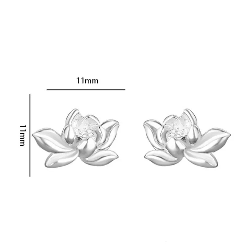 925 Sterling Silver Lotu Flower Stud Earrings for Women Vintage Plant Mini Korean Fashion Earring Piercing Jewelry 250618