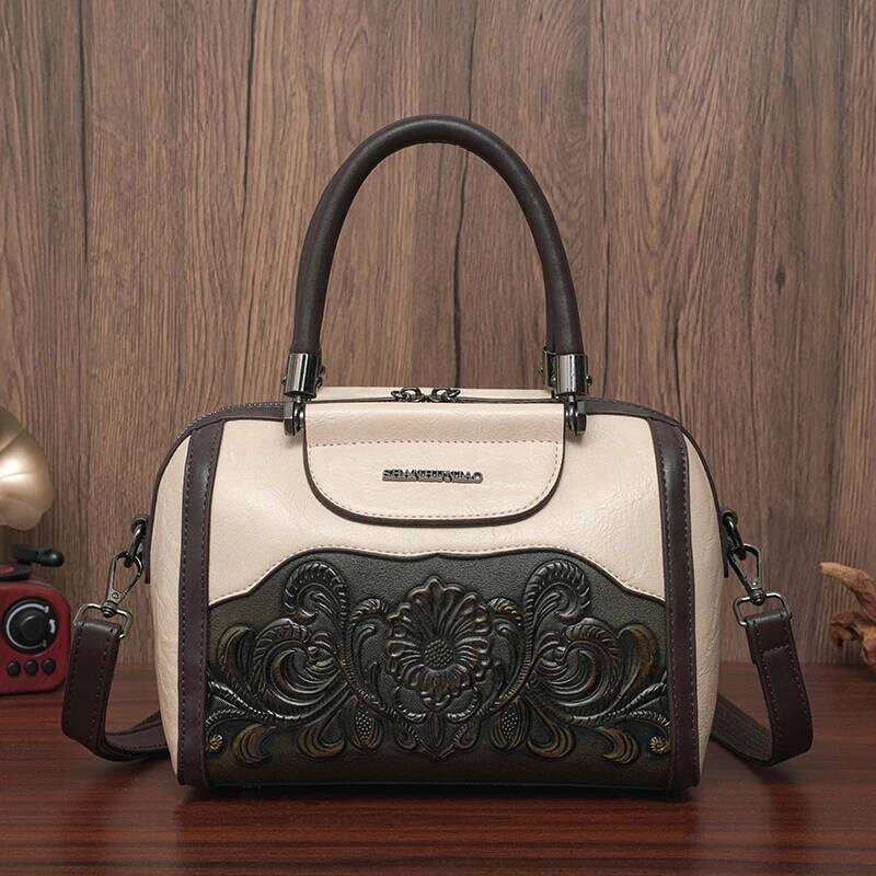 Vintage Women Designer Shoulder 3D Relief Printed Handbag Office Medium Crossbody Bag Gifts For Mom Sac Luxe