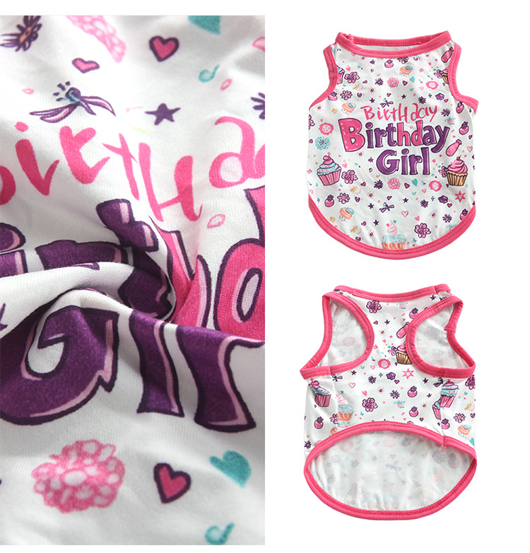 Dog Birthday Gift Clothes Girl Boy Birthday Print T-Shirt for Small Medium Dog Birthday Party Vest, Doggy Boy Girl Happy Birthday XS A571