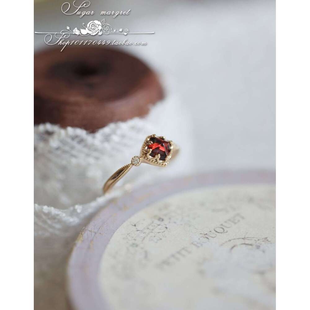 Grenade Drunken Encounter Natural Same Style Green Chalcedony Red Pomegranate Tower Top Sugar Bag Mountain Light Luxury Ring