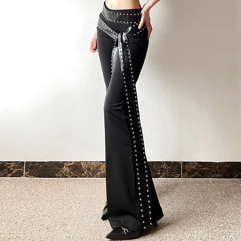 Summer New Women's Solid Color Slim High Waist Street Fashion Casual Straight Flared Pants B5
