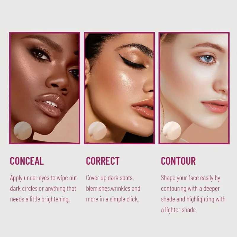 New Sponge Head Liquid Foundation Concealer Face Makeup Waterproof Oil-Control Concealer Base Cream Cover Dark Circles Skin Care XJ250618