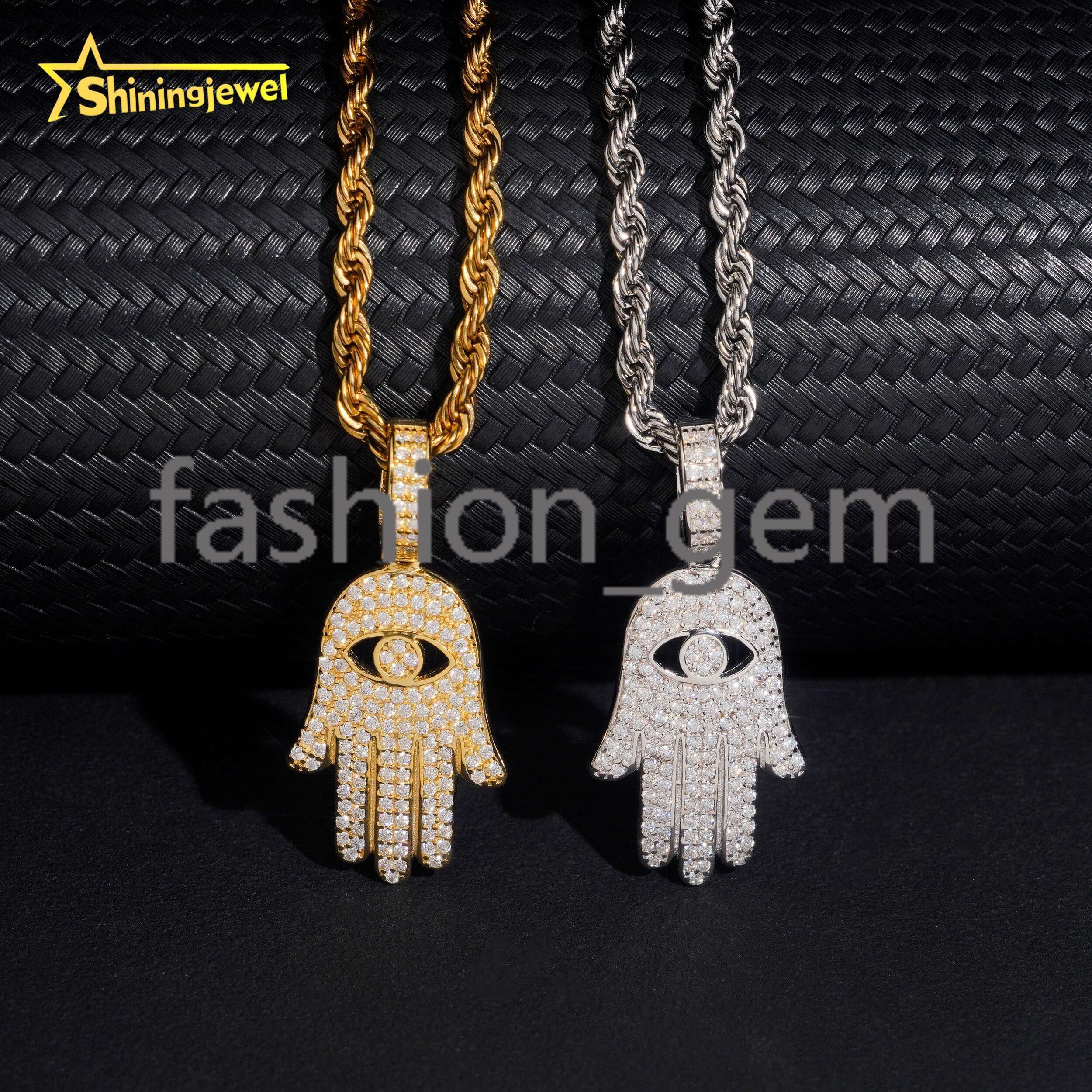 Wholesale Hip Hop Jewelry for Gift Hamsa Hand Pendant Custom Iced Out Fashion 925 Silver VVS Moissanite Diamond Lucky Pendant