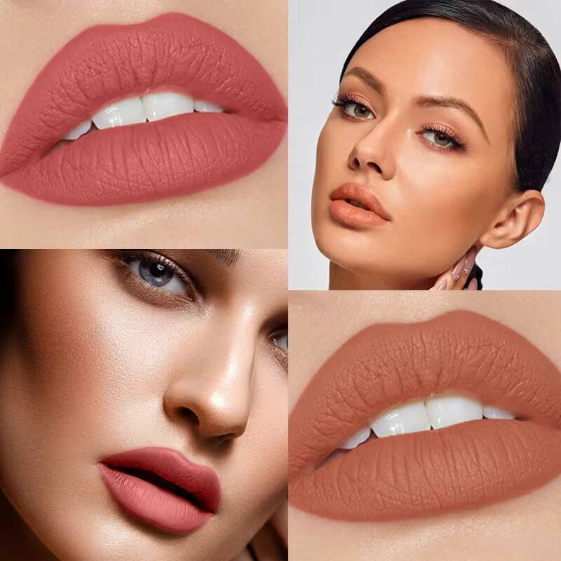 Korean Matte Liquid Lipstick Glaze Moisturizing Waterproof Durable Mud Non-stick Cup Rose Red Lip Gloss Makeup happy