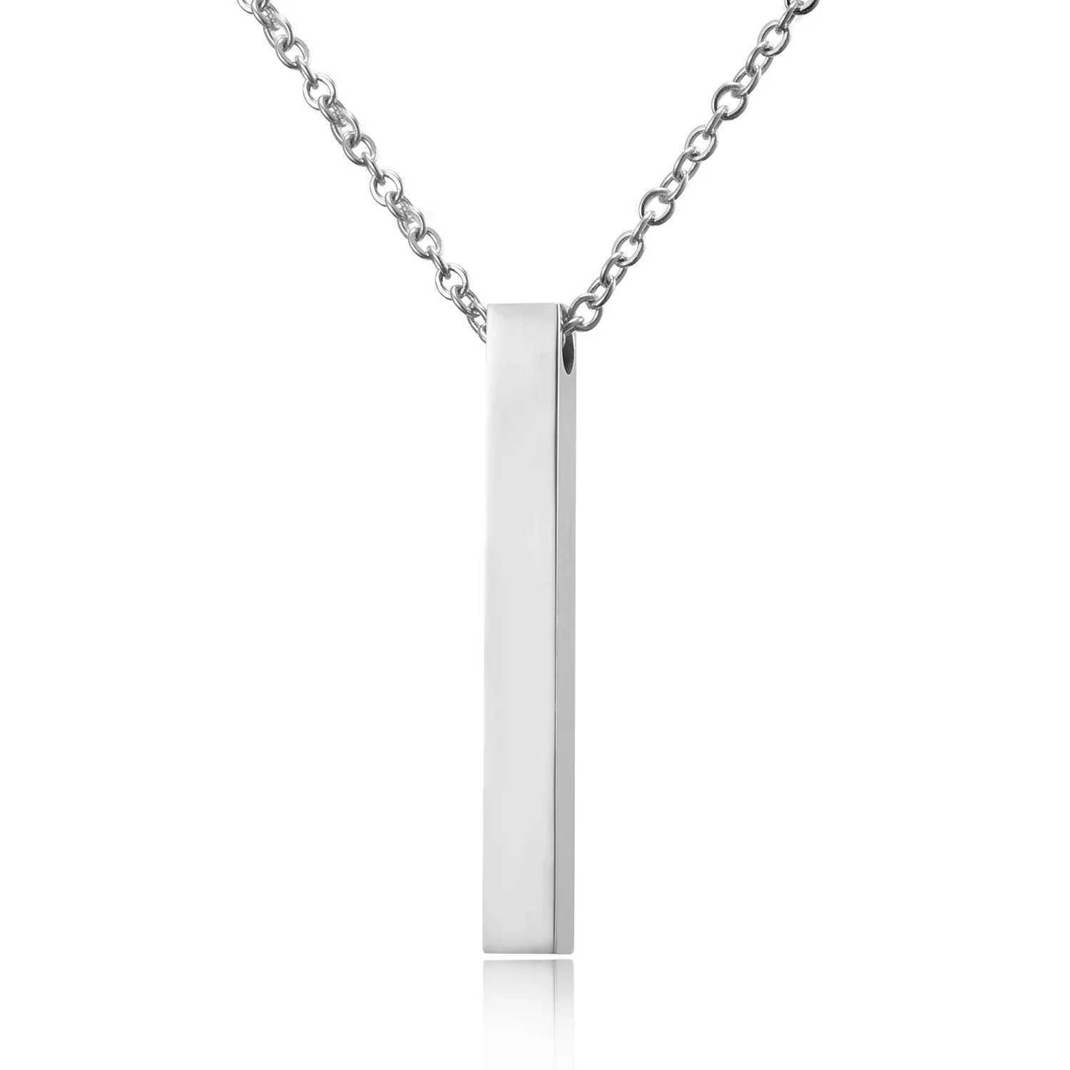 Women Men Square 18K Gold-Plated Vertical Bar Necklace Titanium Steel Lettered Necklace Customized Word Stainless Steel Necklace W250618