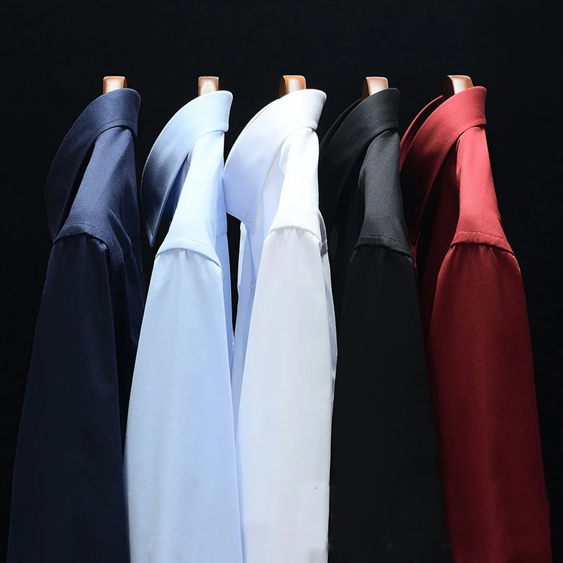 Mens Shirt Long Sleeve Stand-collar Mandarin Collar Single Patch Pocket Smart Casual Regular-fit Business Office Dress Shirts 250616