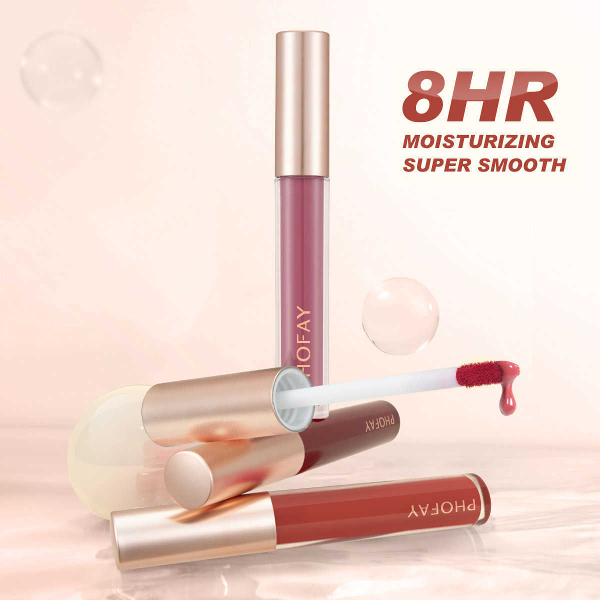 Rich pigment matte velvet brown lip color - non stick durable velvet smooth finish - moisturizing lip glue and lipstick MW250219