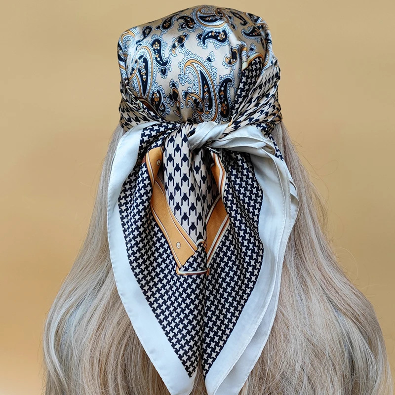 The Four Seasons Beach Kerchief Style Sunscreen Silk Hijab Women n Headscarf 70X70CM Square Scarves 250617