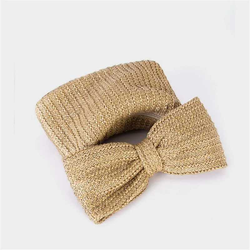 Chic Bowknot Straw Handbag for Women Summer Stylish Design Woven Clutches Cute Purse Suitable for Daily Use Party Holiday Travel Z250618