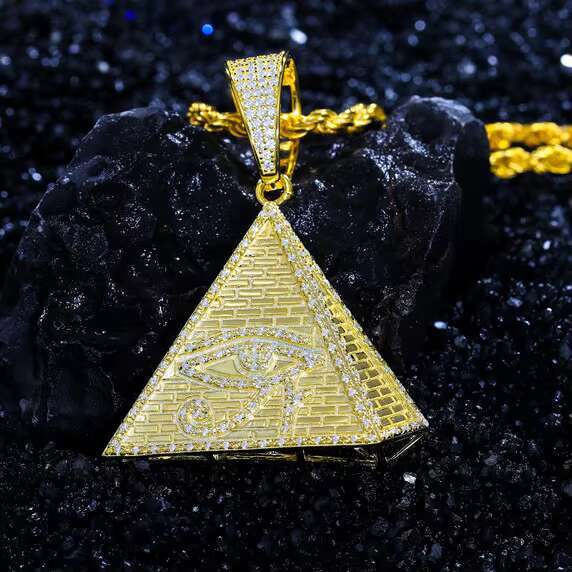 Solid 925 Hip Hop Pendant-the Pyramid Eye of Horus Dazzling Moissanite Diamond Chic and Stylish