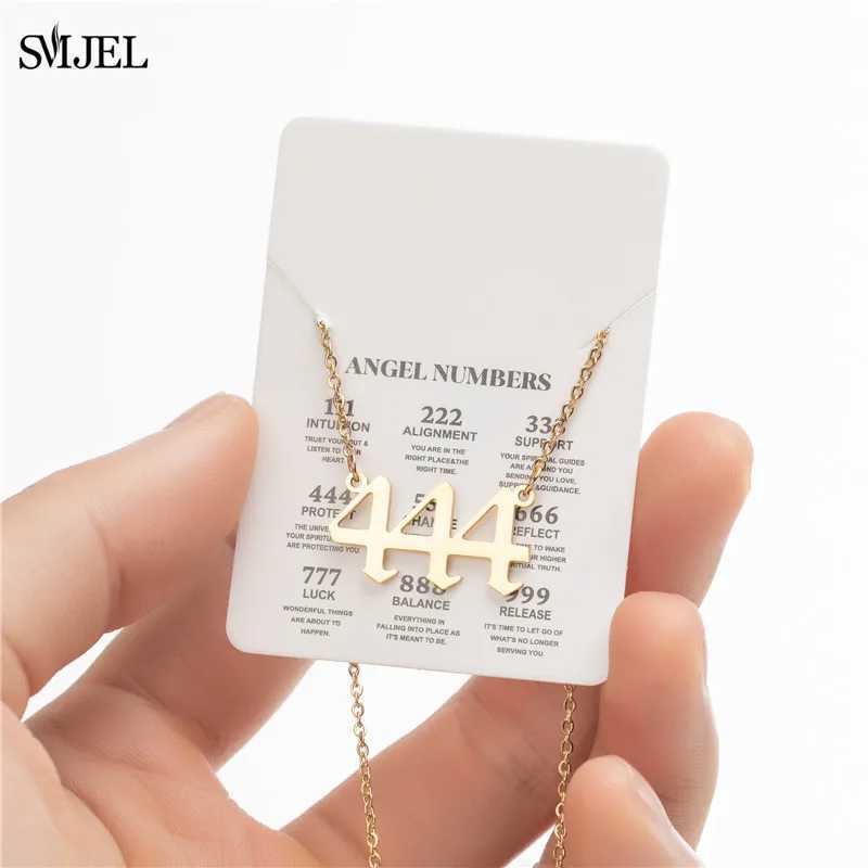 Lucky 777 Angel Number Necklace 111 222 333 444 555 666 888 999 Stainless Steel Number Pendant Necklaces Best Gift for Women Men W250618