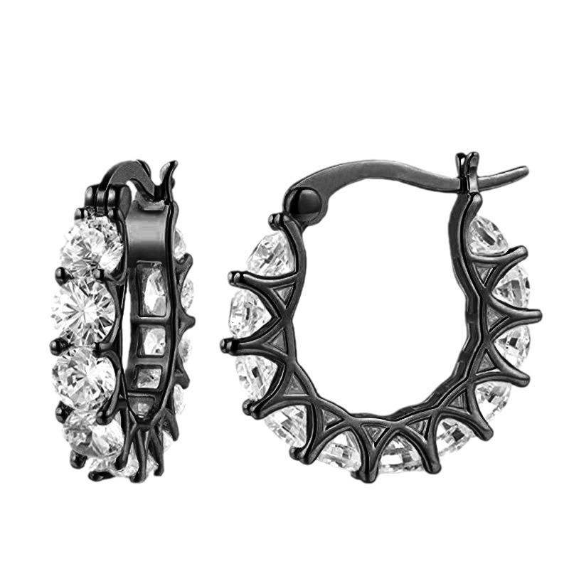 French Full Zircon Inlaid Lace U-shaped Hoop Fashion Ins Style Earrings for Women