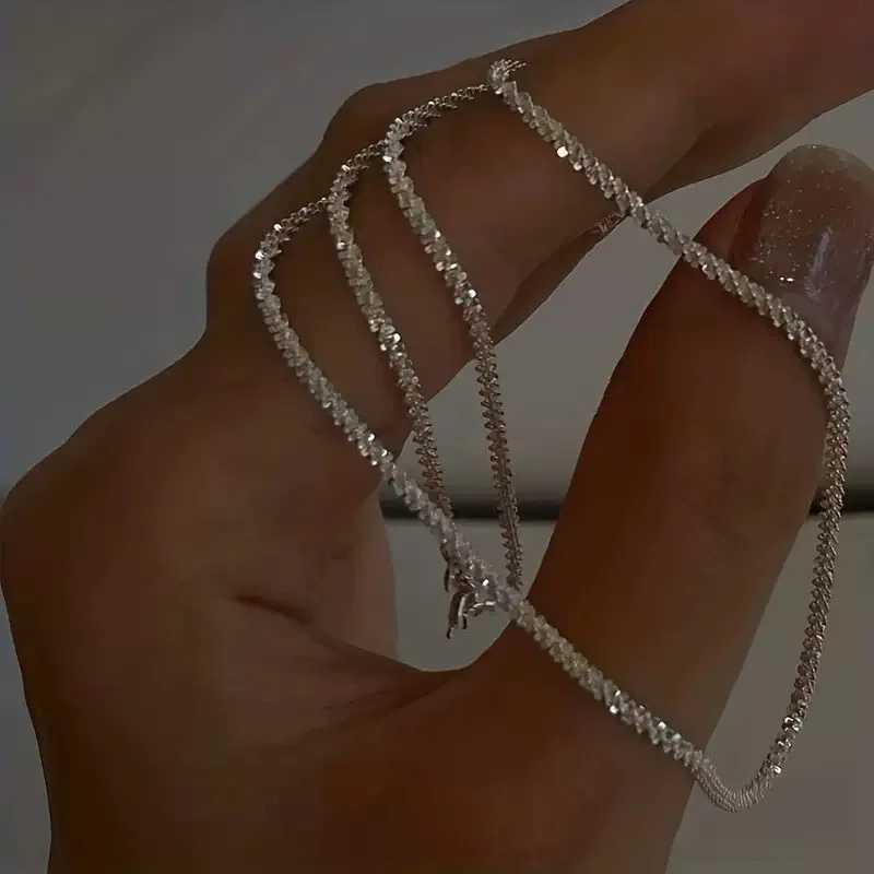 Exquisite 925 sterling silver sparkling necklace for women engagement party jewelry gifts W250618