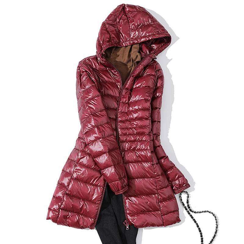 Long Winter Ultra Light Jacket Women With Hooded Down Coat Female Coats