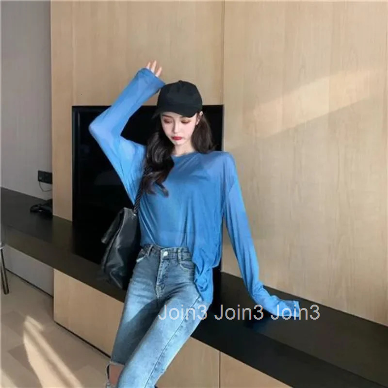 Plain Womens Long Sleeve T-shirt With Sleeves Cotton Top Female Trending Clothing 90s Vintage Y2k Korean Style Emo Kpop Basic