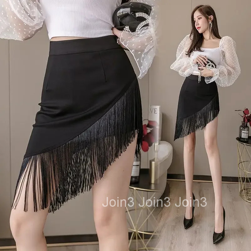 Woman Skirt Black Pants Wrap High Waist Tight Chorts Fringe Skirts for Women Stylish Korean Style Y2k Vintage Casual Premium V