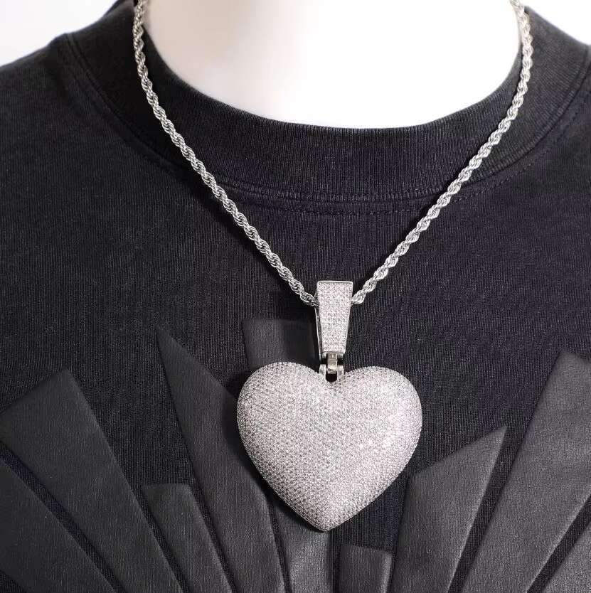 Trending Product moissanite heart pendant 925 sliver custom moissanite pendant Hip Hop Bling lced Out Jewelry for made in India