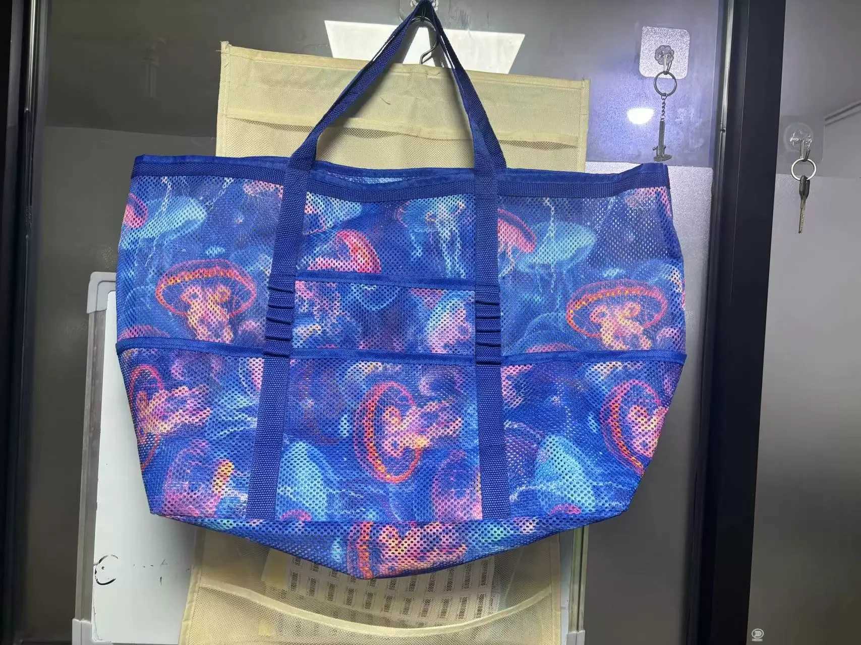 Mesh Beach Bag with Mtiple Pockets Outdoor Sprots Gym Swimming Storage Bag Large Capacity Travel Vai Shopping Picnic Bags B250618