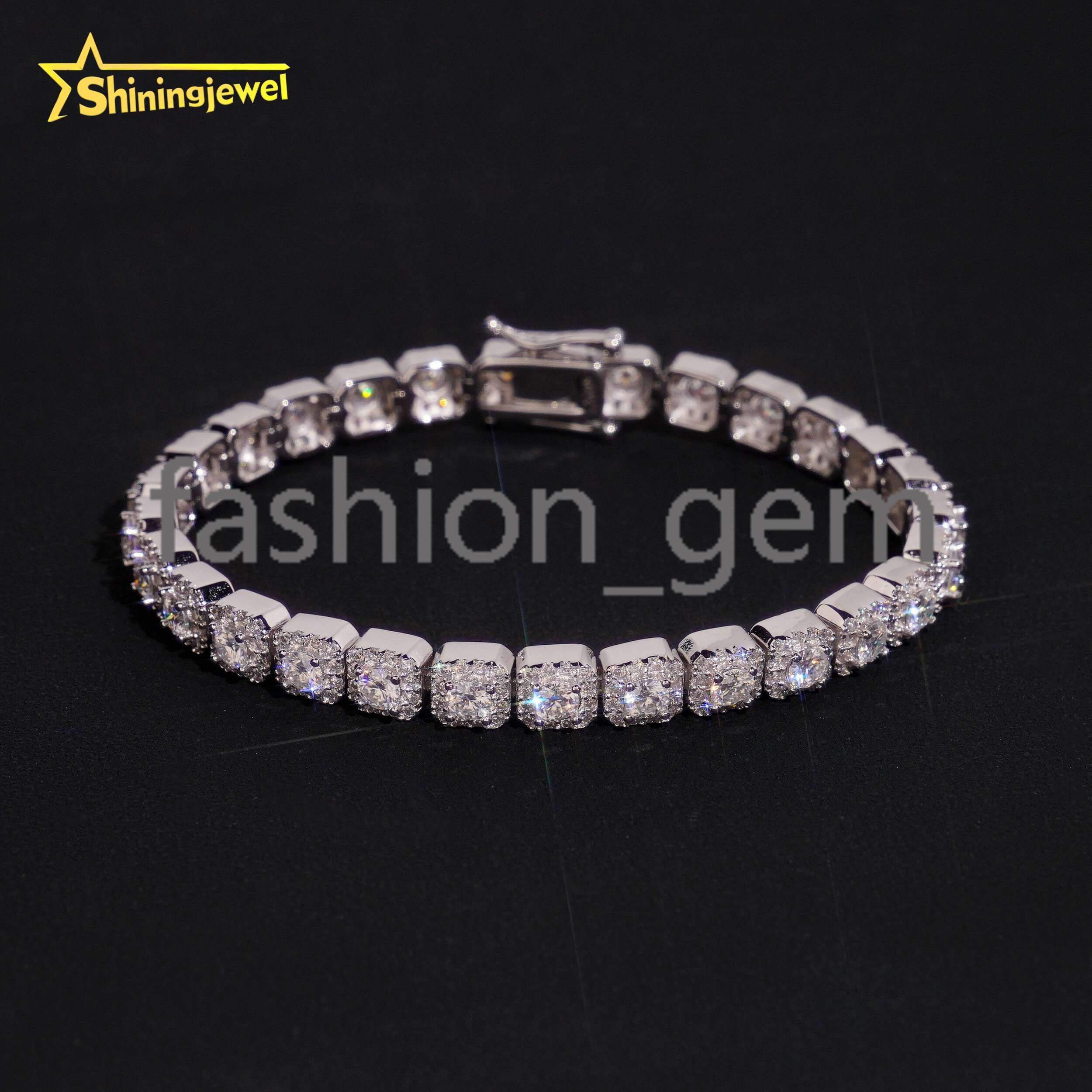 6mm Moissanite Tennis Chain Hip Hop Jewelry Iced Out Moissanite Bracelet Women 925 Silver TableTennis Engraved Gift