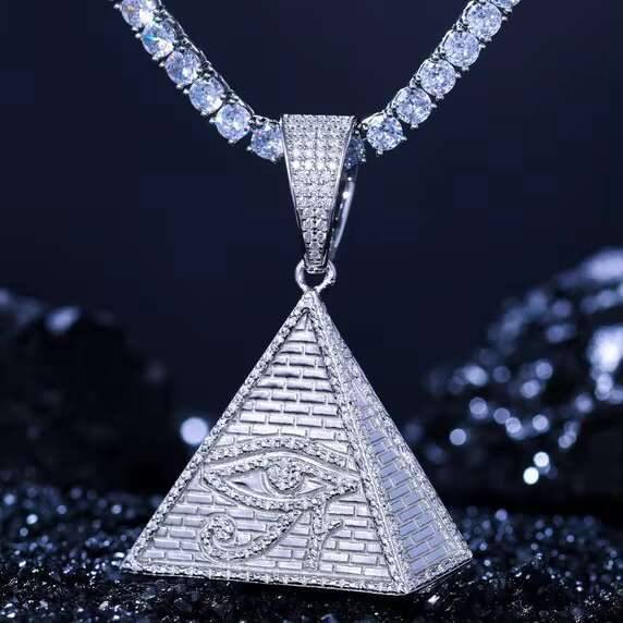 Solid 925 Hip Hop Pendant-the Pyramid Eye of Horus Dazzling Moissanite Diamond Chic and Stylish