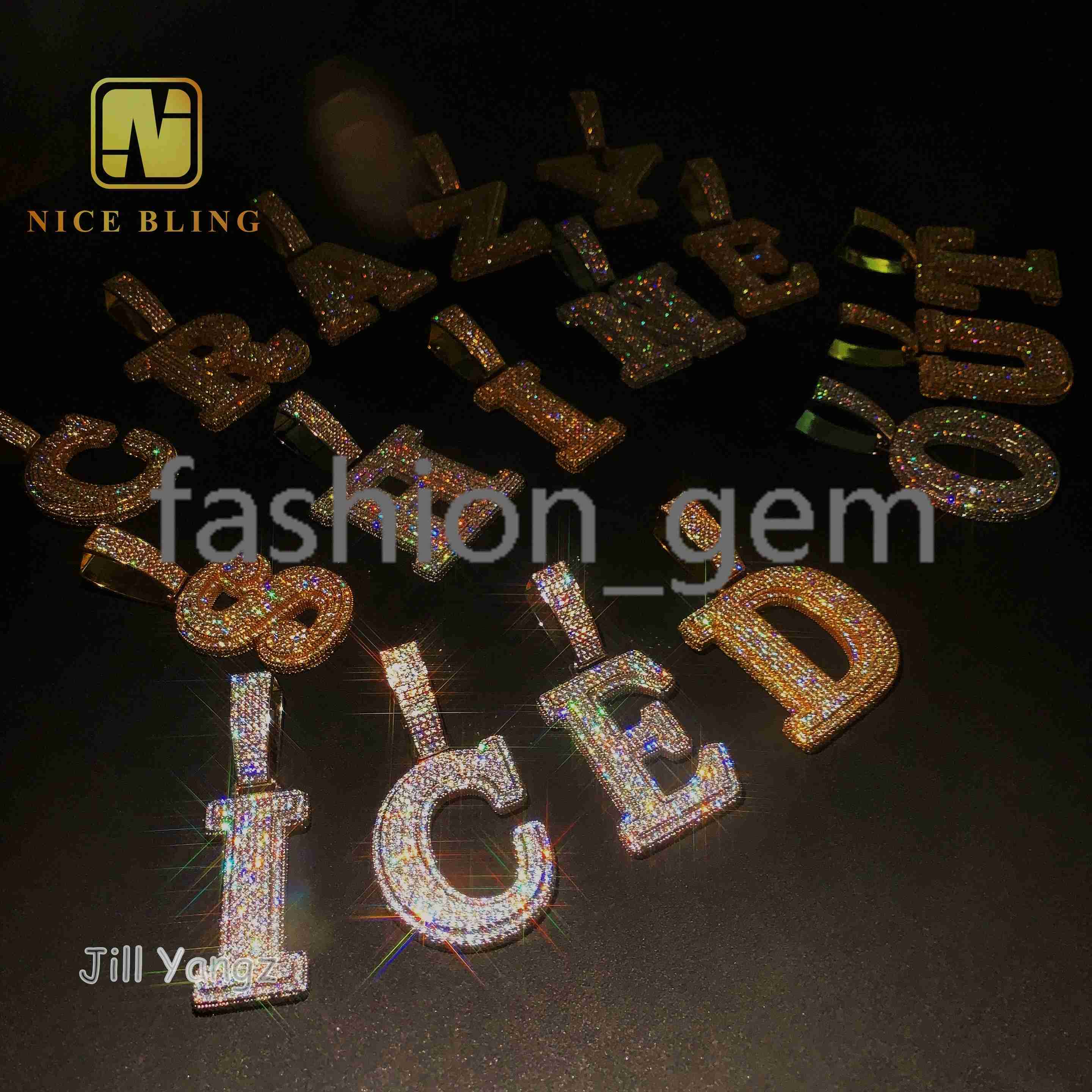 Wholesale 26 Letters Pendant Initial Charm Number Necklace Pendant Fashion Jewelry Pendants Charms Hip Hop Rock Gifts for Men