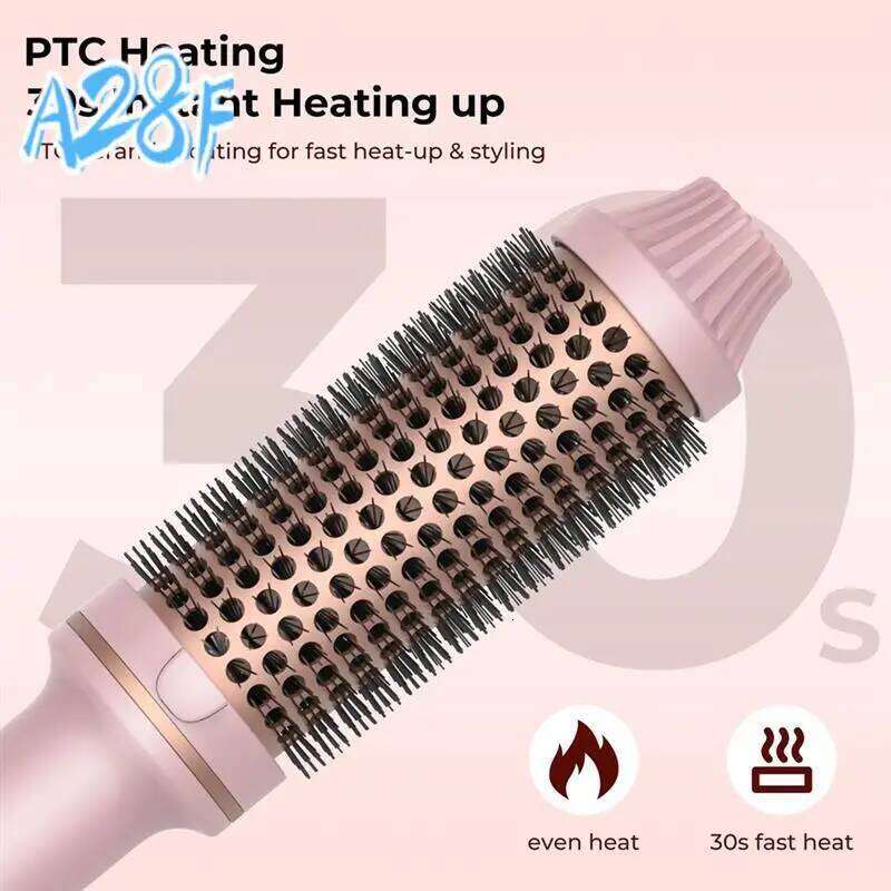 A28F-Heated Electric Curler Wand 3-In-1 Ionic Hair Curler/Straightener With Anti-Scald Nylon Bristles US Plug
