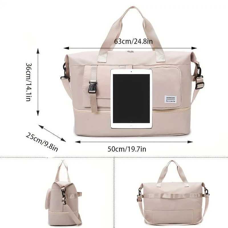 Large Capacity Multi-Functional Travel Duffel Bag Gym Tote with Multiple Compartments Durable Nylon Sports Bag W250618
