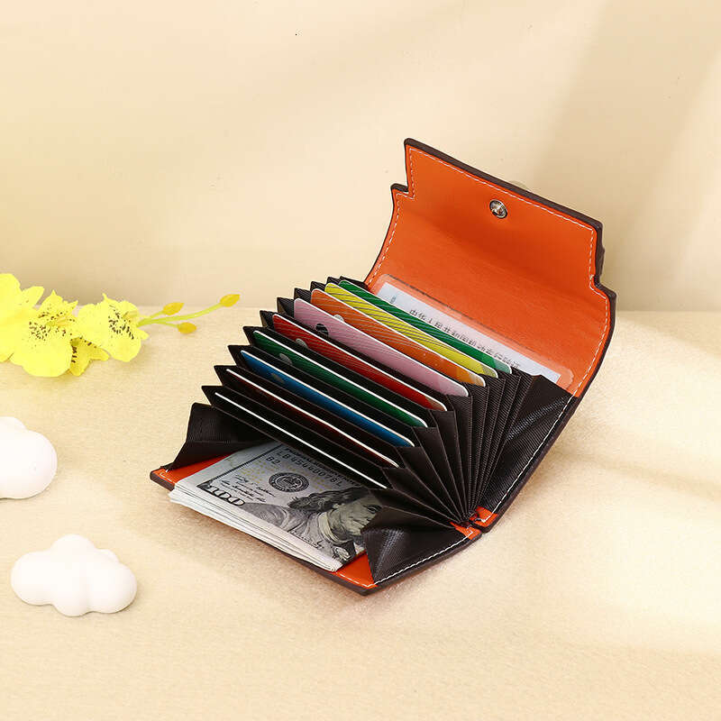 Trendy INS for Women High-End Feel Women's Wallet Multi-Card Slot Accordion ID Card Holder Storage Coin Purse