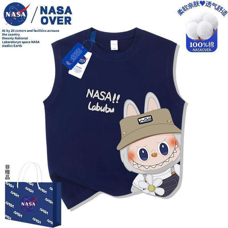 NASA Children's Sleeveless Labubu Cartoon Vest Boys' Casual Trendy Fashionable Summer T-Shirt