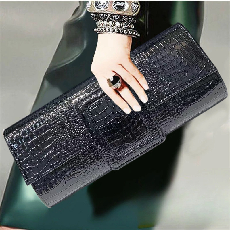 Free Shipping Designer Cross-Border Exclusive Amazon Luxury bag Hot-Selling Women's Fashion Retro Large Capacity Crocodile Pattern Commuter Clutc