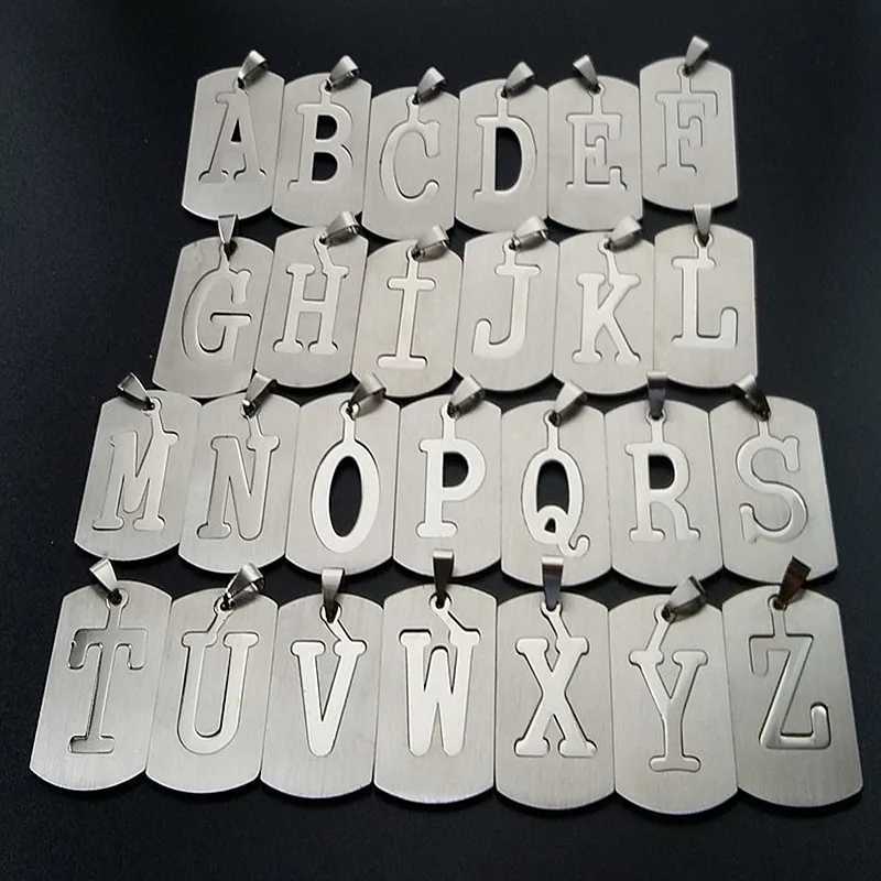 HNSP Stainless Steel Initials Pendant Chain Necklace For Men Women 26 Letter Name Jewelry Accessories W250618