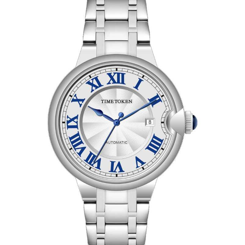 Luxury Balloon Style TIME TOKEN Fashionable Men's Watch with 304L Steel Case, Mechanical Movement, Sapphire Glass and 50M Water Resistance