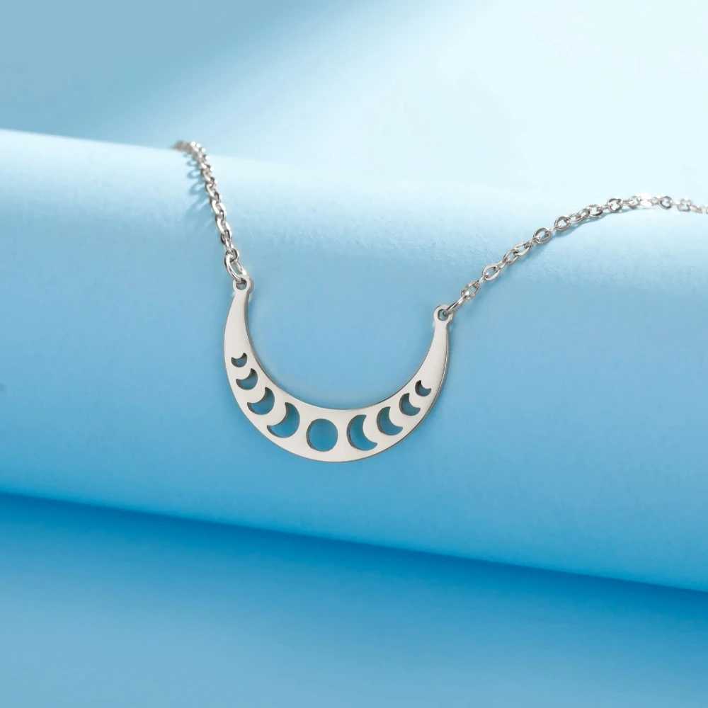 Skyrim Moon Phase Necklace Stainless Steel Choker Fashion Elegant Women Witch Crescent Moon Jewelry Gift Celestial Moonology W250618