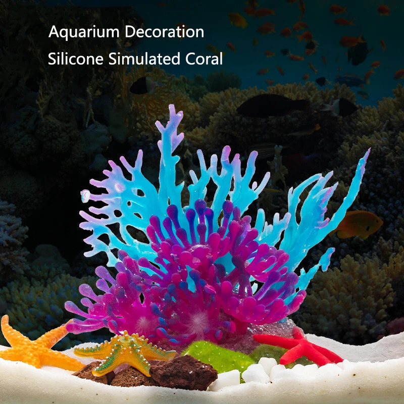 Artificial Silicone Underwater Coral Aquarium Fish Tank Simulation Decoration Aquarium Backgrounds Plants Water Grass Decora 250613