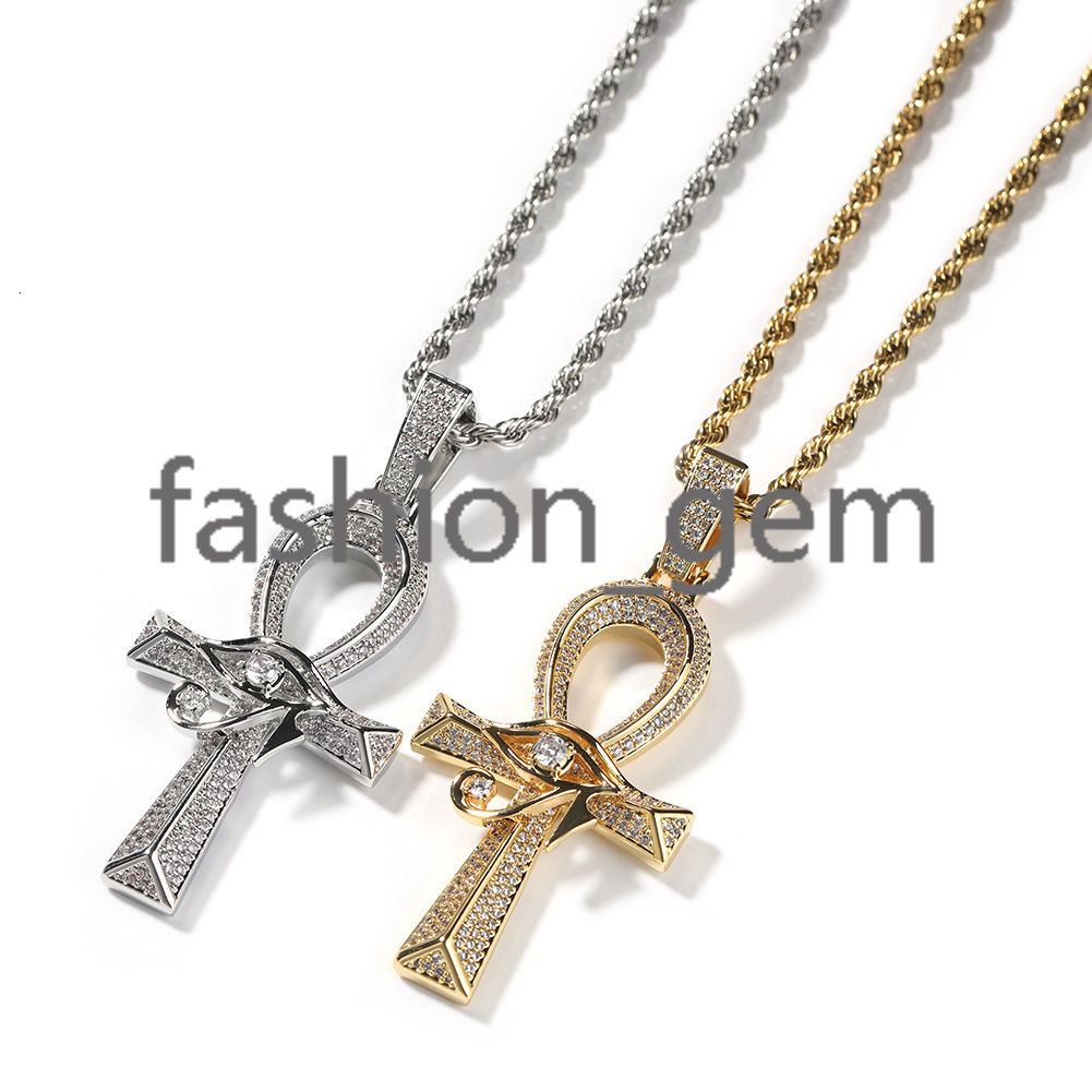 925 Silver Hip Hop Eye of Horus Anhe Cross Mens and Womens Pendant Vintage Exquisite Jewelry