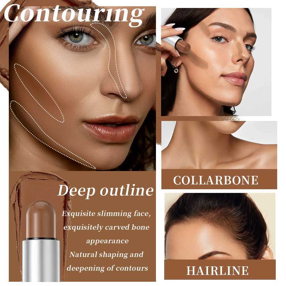 QIBEST Multifunctional Highlighter Bronzers Stick Naturally Brightening Face Rouge Cream Contour Highlight Blush Makeup For Face XJ250618