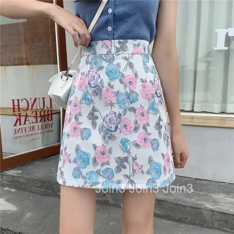 Mini Short Woman Skirt Zipper Tight High Waist Wrap Floral Premium Korean Style Luxury Elegant New in Cheap V Skirts for Women