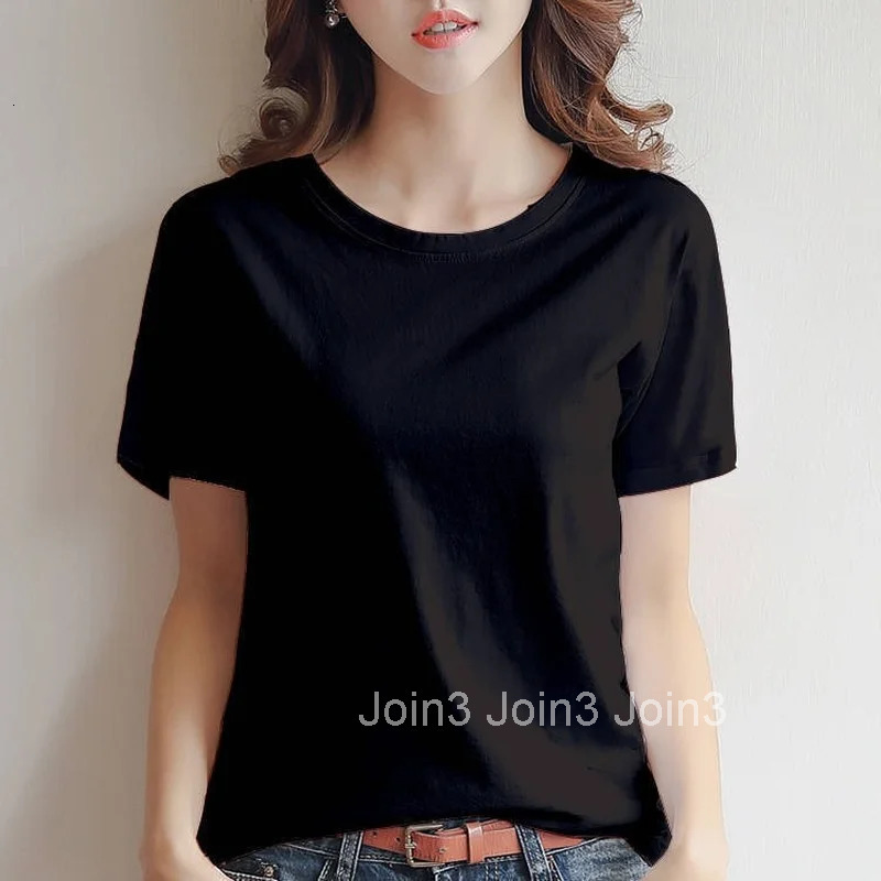 Navy Plain T-shirt Woman Short Sleeve Womens Top Summer Clothing Red Pulovers Blue 2025 Trend Elegant Original Glitter Emo Tees