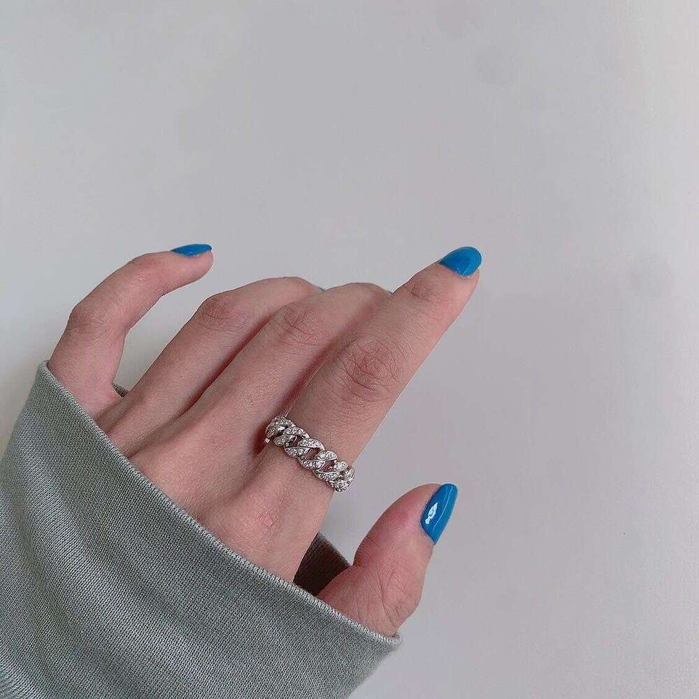 New Fashion Hip-Hop Style Unique Versatile Cuban Niche High-End Minimalist Light Luxury Ring for Women