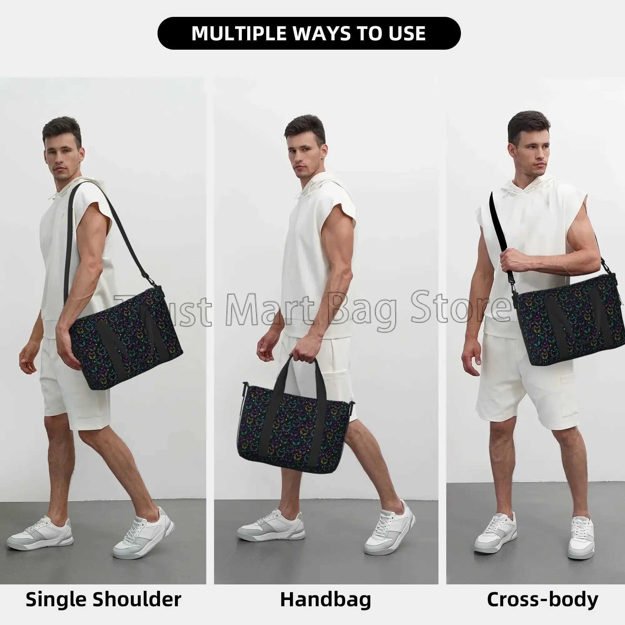 Cute Gradient Cat Travel Duffle Bag Large Weekender Overnight Bags for Women Men Teens Waterproof Carry on Shoulder Tote Bags W250618