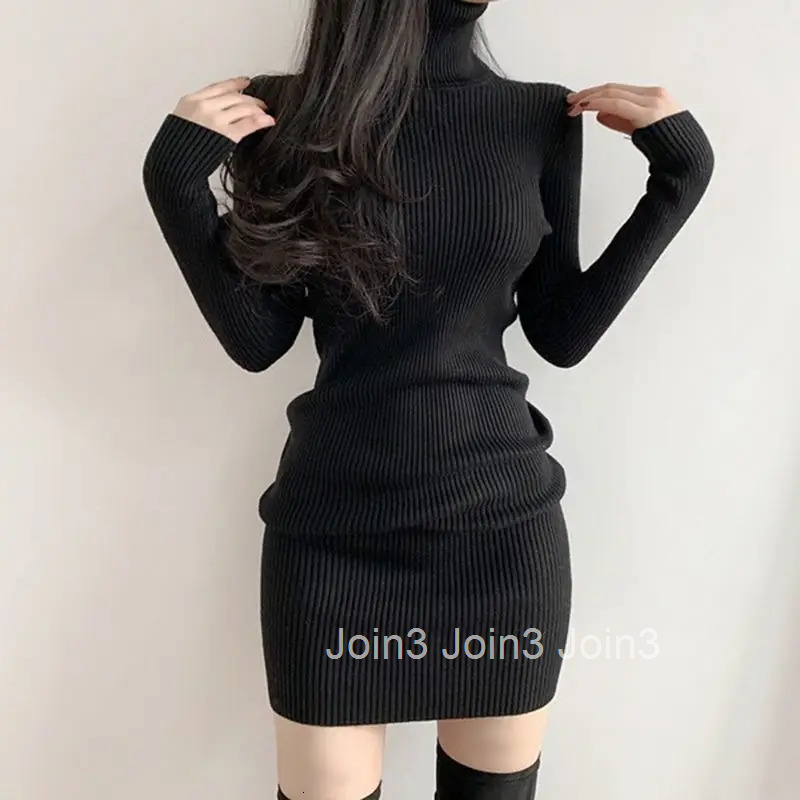 Solid Female Dress Short Extreme Mini Sexy Daring Turtleneck Crochet Womens Dresses Knit Clothing Bodycon Korean Fashion Cotton