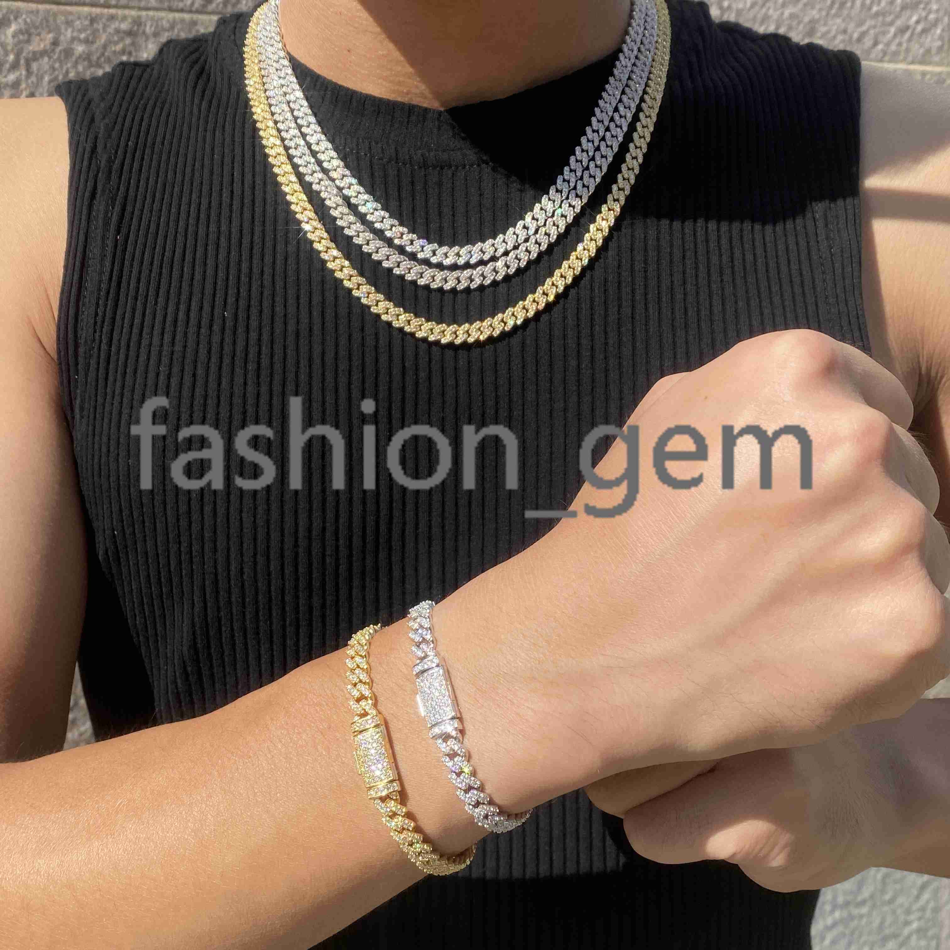 Hot Selling Jewelry Pass Diamond Tester Men Women 6MM Cuban Link Chain 925 Sterling Silver Hip Hop Cuban Link Chain