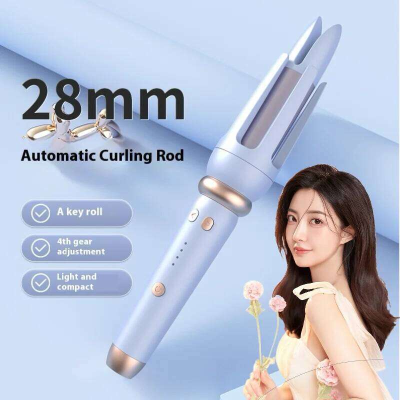 Automatic Curler 28mm Negative Ions Electric Ceramic Hair Stick Rotating Curl Waves Anti-Tangle Curling Iron Styler