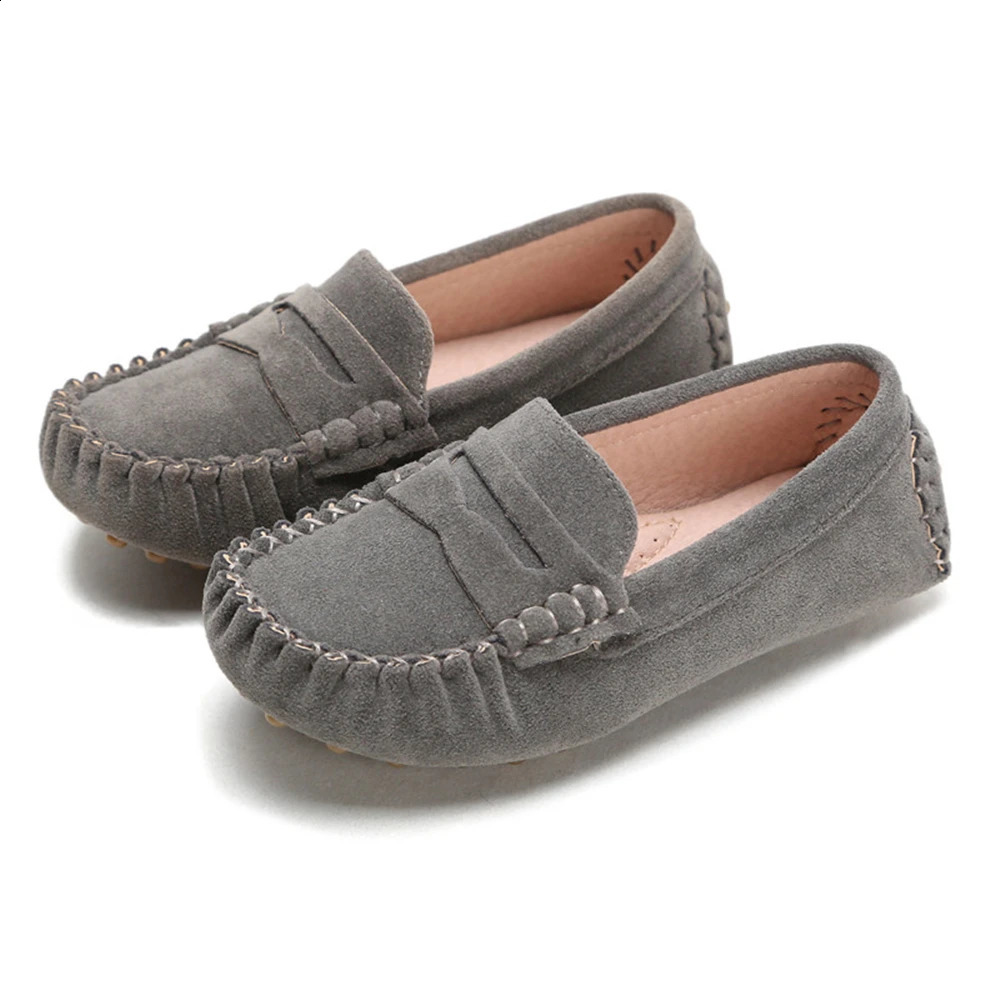 Childrens Flats Suede Leather Fashion Casual Shoes Autumn Solid Slip on Boys Shoes Kids Loafers Girls Dress Party Shoes 250617
