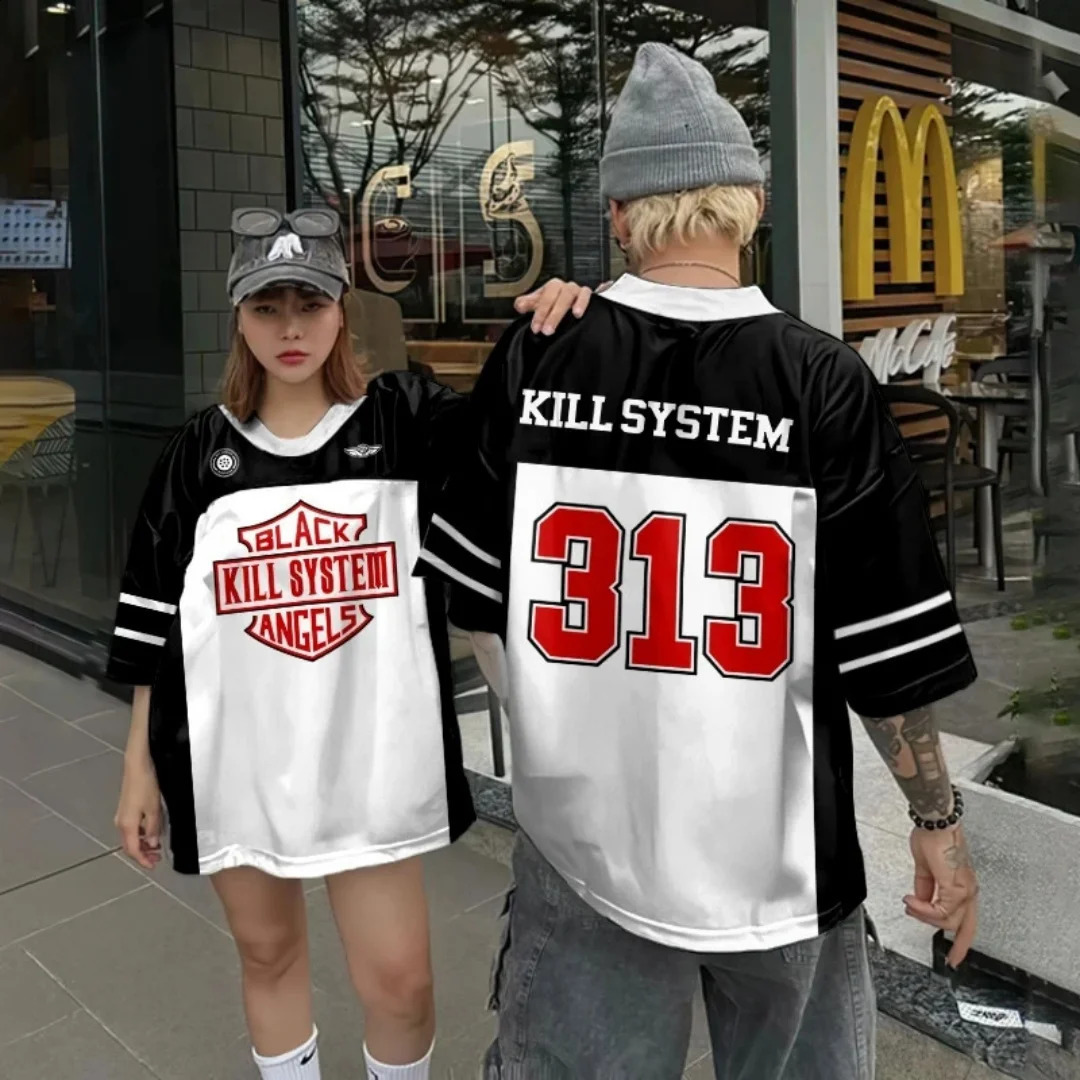 American High Street Hiphop Jersey Round Neck Loose Casual Versatile ShortSleeved Printed TShirt For Men And Women Summer Tee 250616