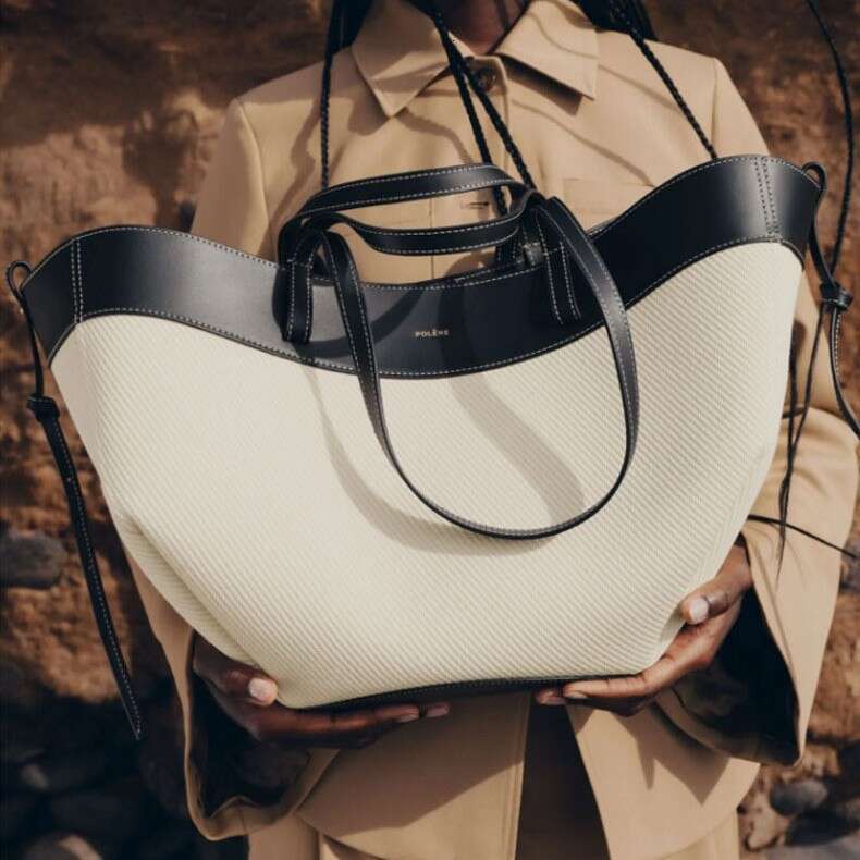 Free shipping fashion designer bag Luxury Pol Poling En Knitted Color Block Cyme Tote Bag High Quality Original Replica Genuine Leather Commuter Women