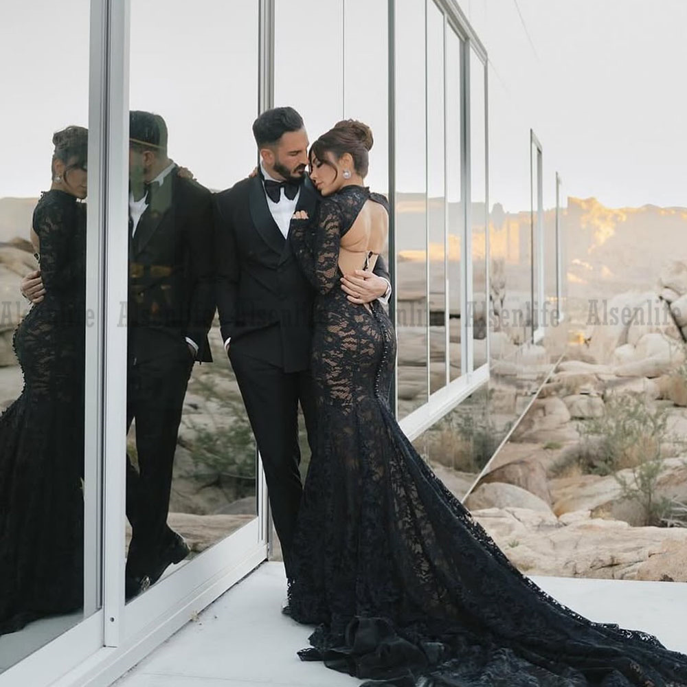 Vintage Lace Evening Dresses For Women Black Occasion Party Dress Long African Prom Gowns Customized