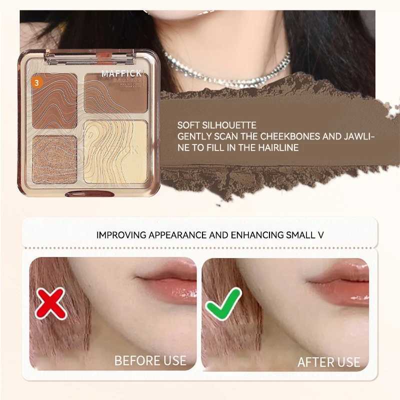 MAFFICK 4-Color Contour Palette Matte Brightener and Shimmer Highlight - Versatile Multi-Use Palette for Eye Shadow Contouring XJ250618