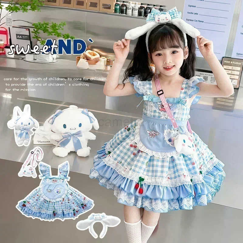 Sanrio Sanrio Cinnamoroll Childrens CosPlay Kuromi Dress Blue Girl Strap Skirt My Melody Dress Princess Dress Girls Birthday GiftsXJ250618