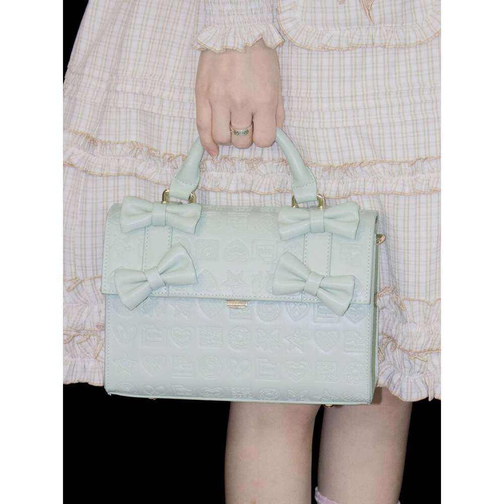 Original Lolita Sweetheart Chocolate Knurling Boston Handbag Sweet Girl Japanese Cute Retro Bow Shoulder Messenger Bag